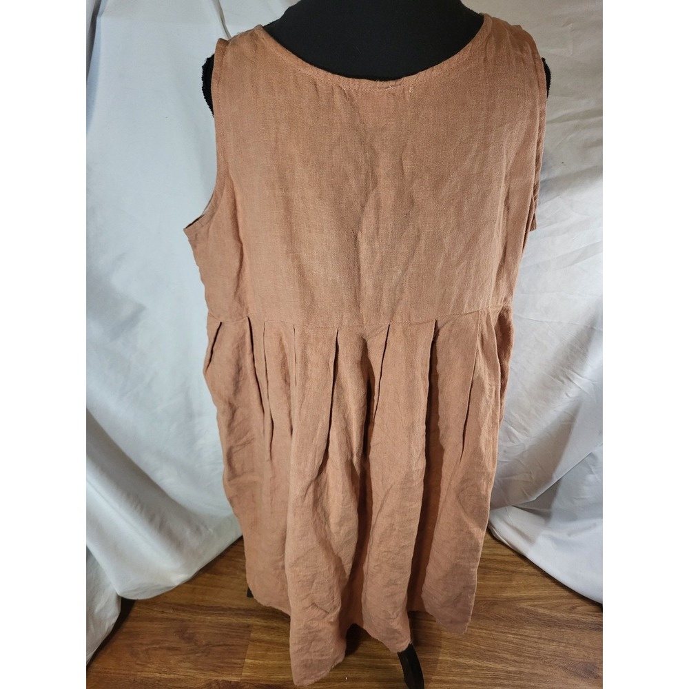 Artemesia 100% Linen Size S Lt Terracotta Sleeveless Dress - Picture 3 of 4